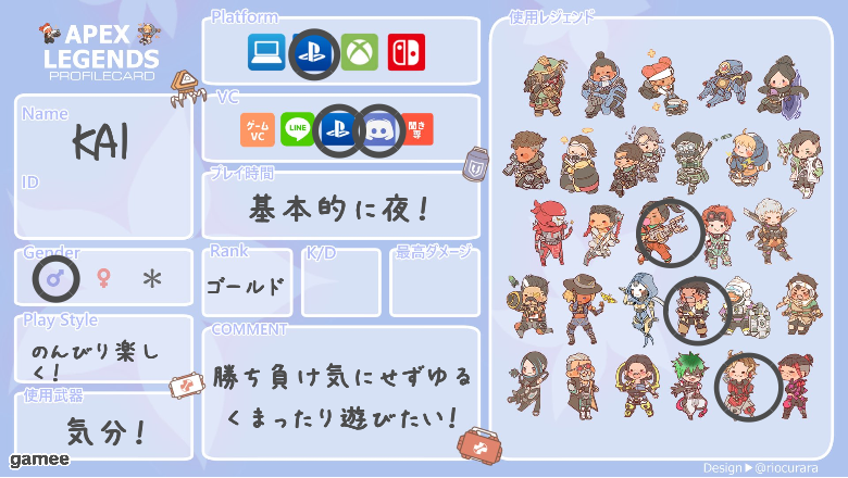 KAIさんの自己紹介カード