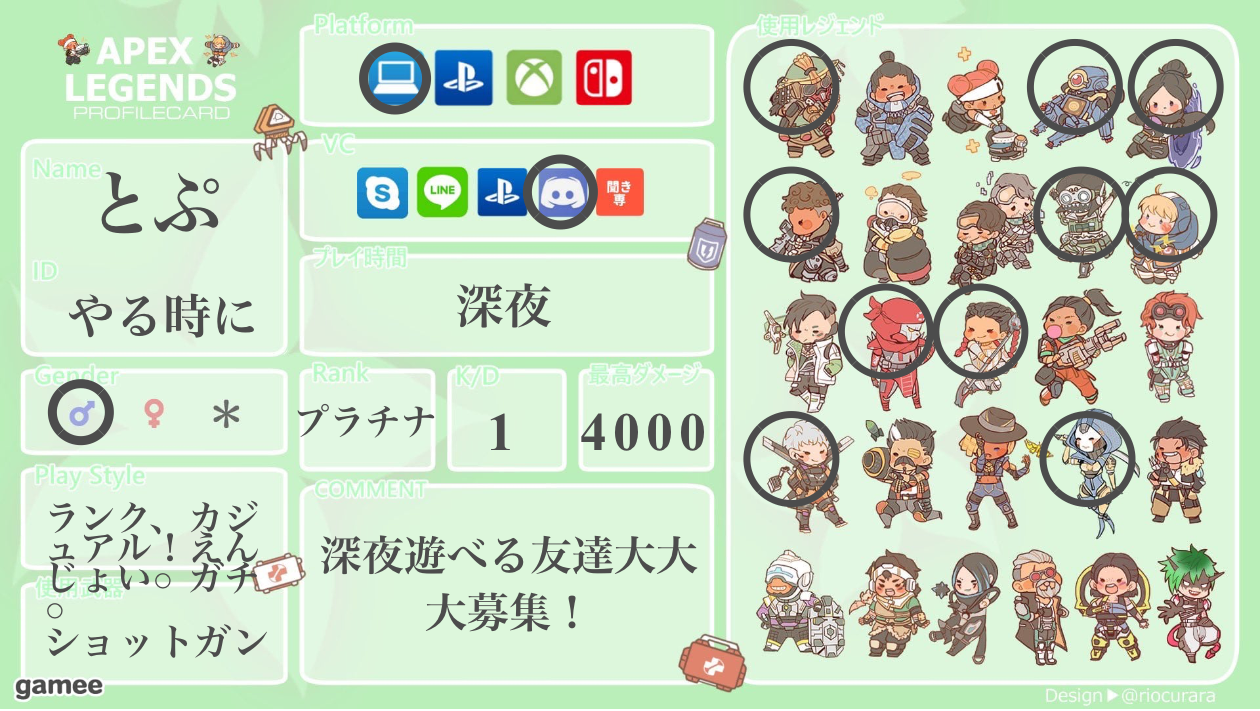 とぷさんの自己紹介カード