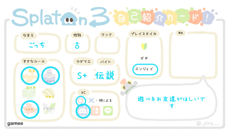 ごっちさんの自己紹介カード