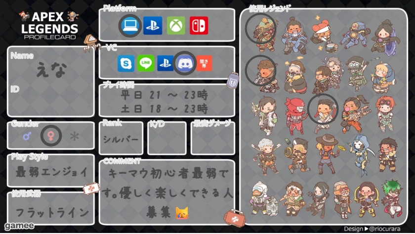 えなさんの自己紹介カード