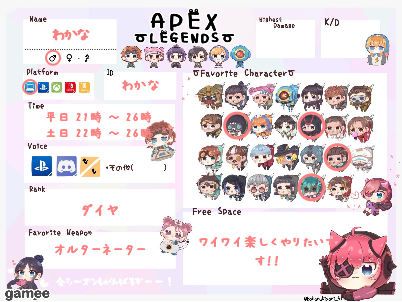 わかなさんの自己紹介カード