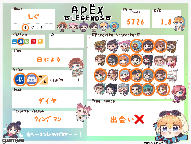 しぐさんの自己紹介カード