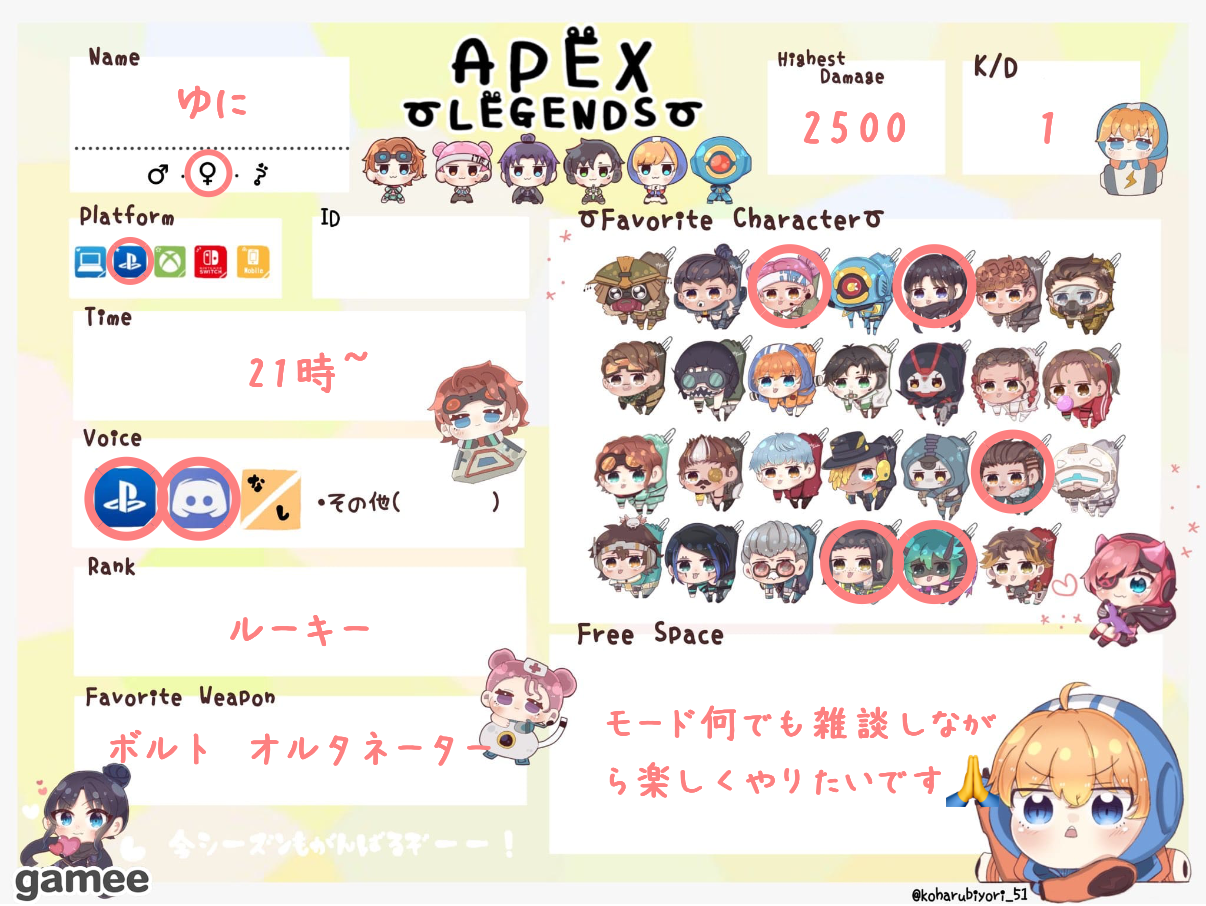 ゆにさんの自己紹介カード