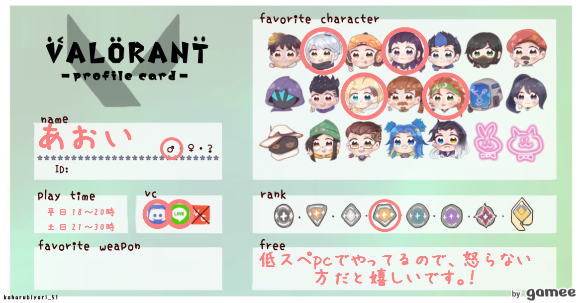 あおいさんの自己紹介カード