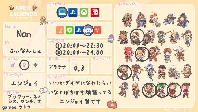 Nanさんの自己紹介カード