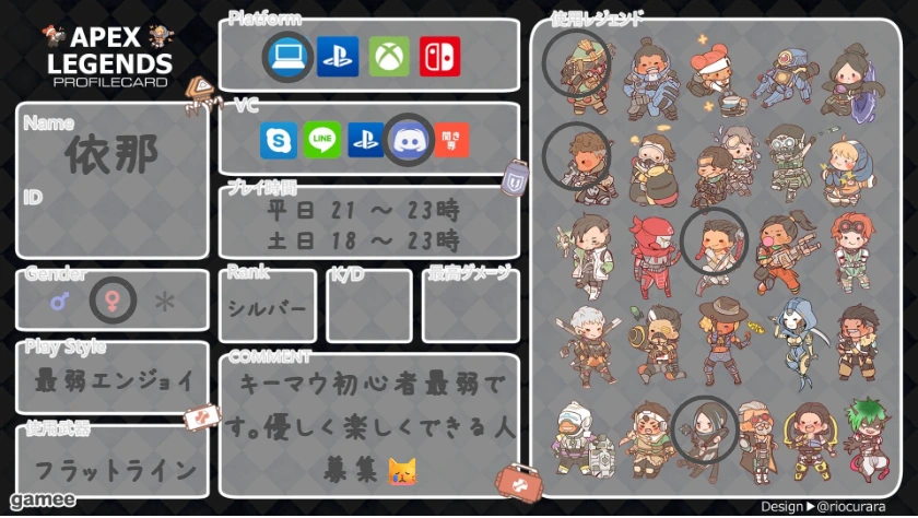 依那さんの自己紹介カード