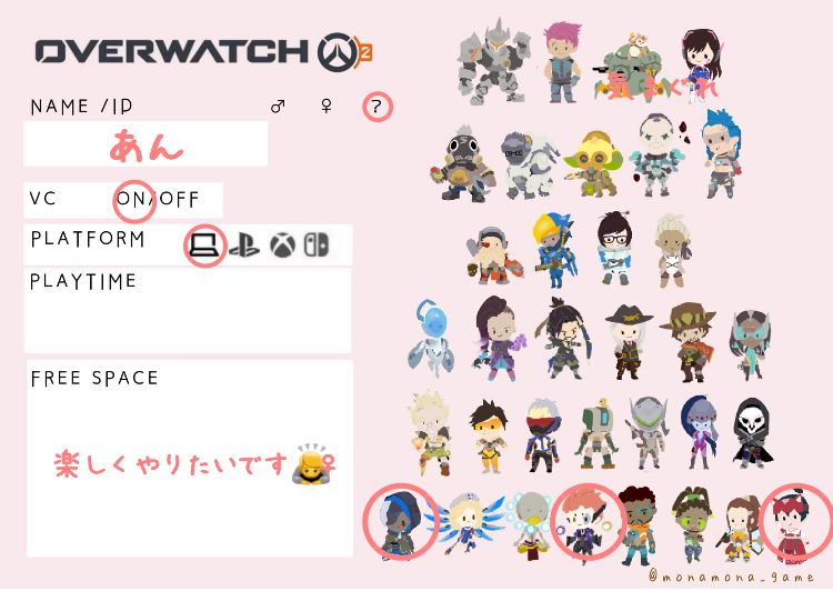 あんさんの自己紹介カード