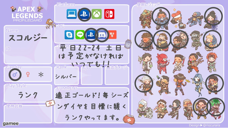 スコルジーさんの自己紹介カード