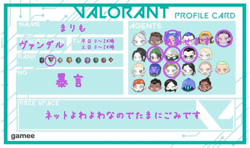 まりもさんの自己紹介カード