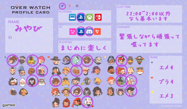 みやびさんの自己紹介カード