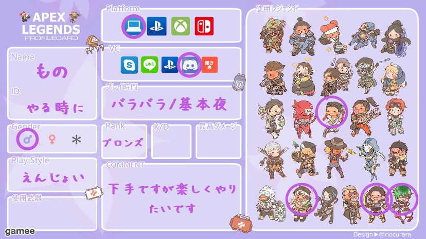 ものさんの自己紹介カード