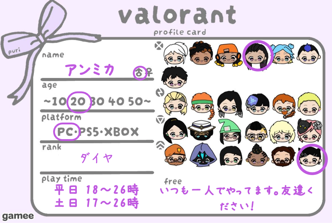 アンミカさんの自己紹介カード