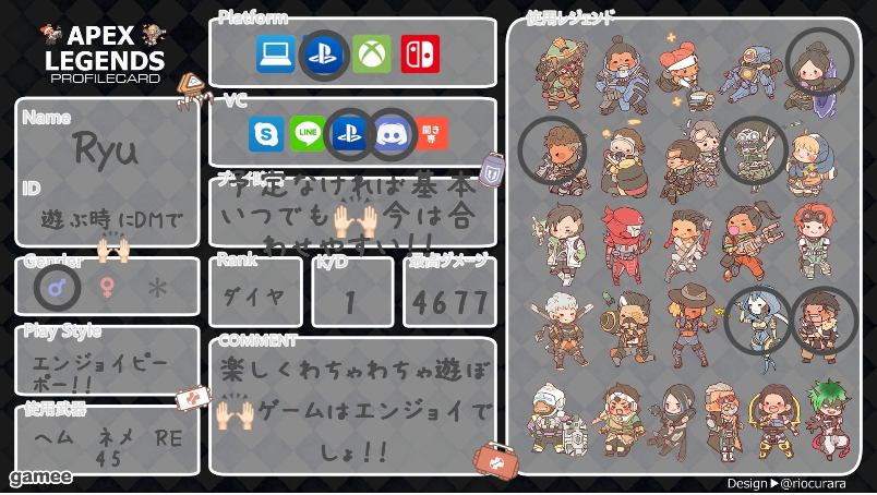Ryuさんの自己紹介カード
