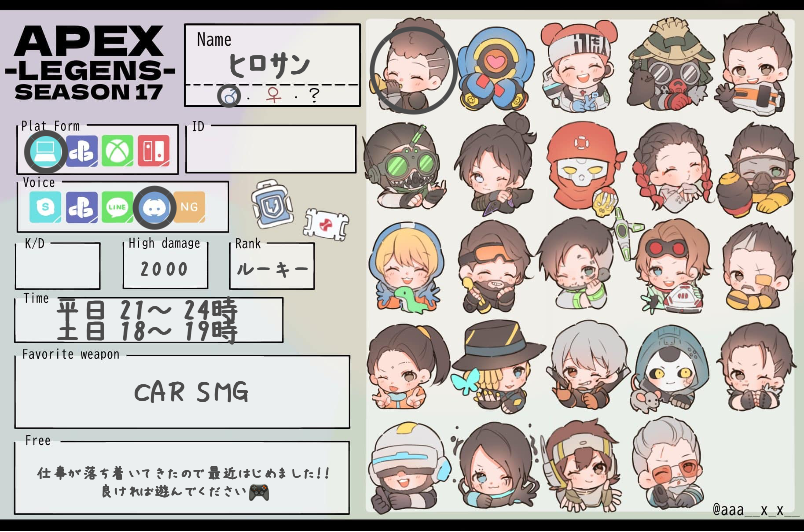 ﾋﾛｻﾝさんの自己紹介カード