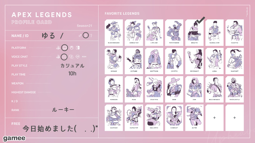 ゆるさんの自己紹介カード