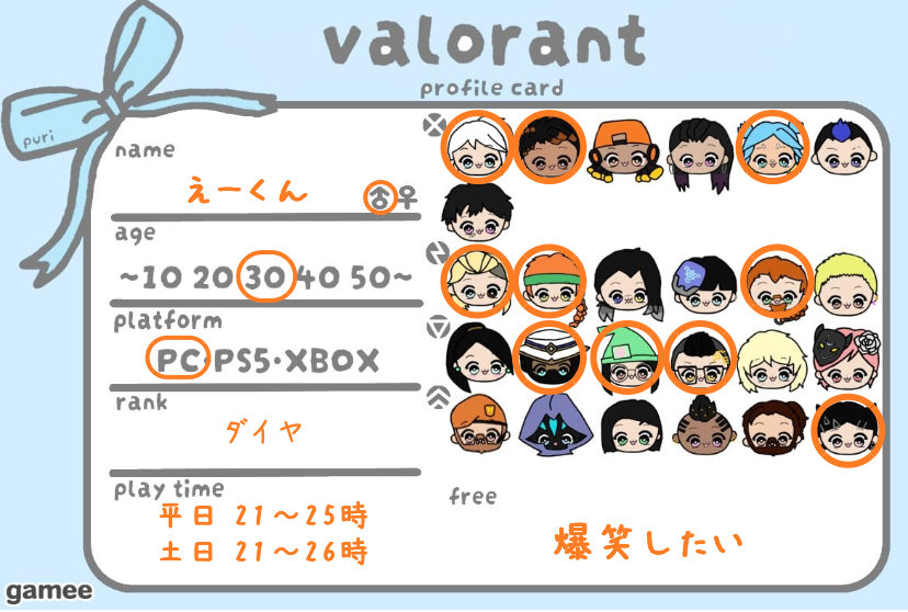 えーくんさんの自己紹介カード