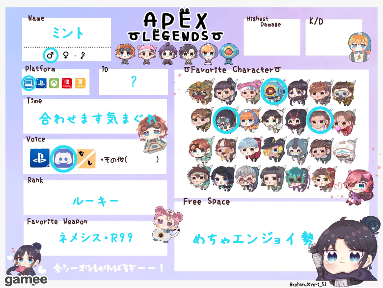 ミントさんの自己紹介カード