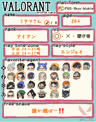 ミタマさんさんの自己紹介カード