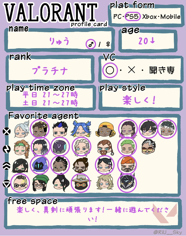 りゅうさんの自己紹介カード