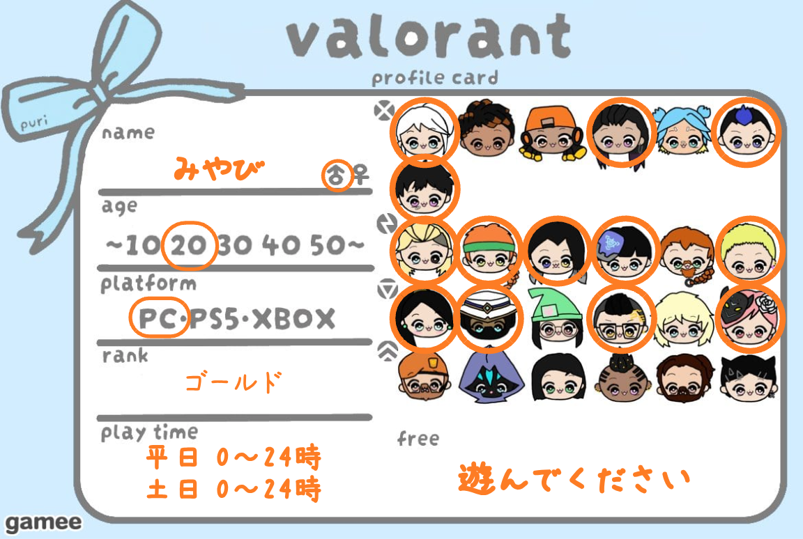 みやびさんの自己紹介カード