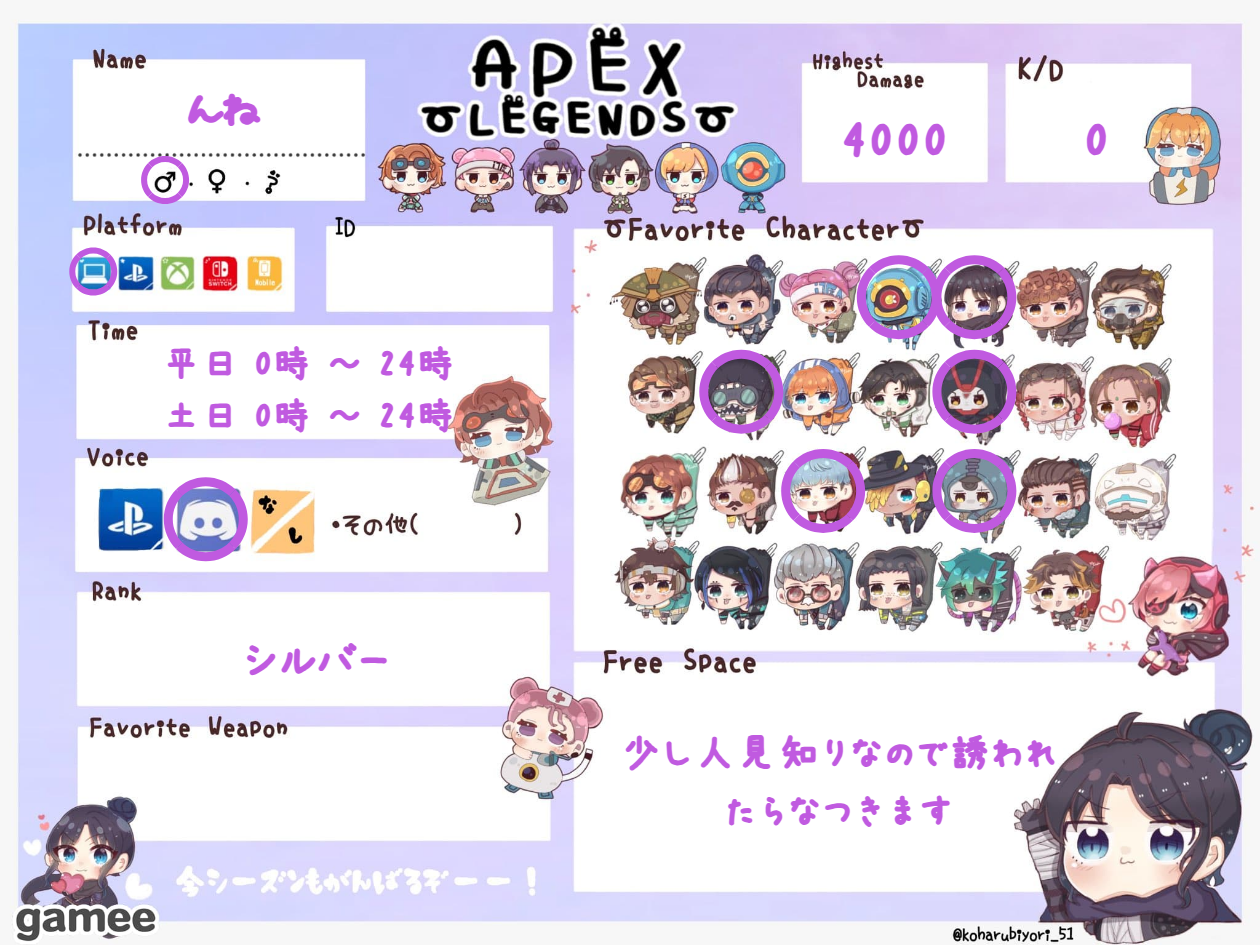 んねさんの自己紹介カード