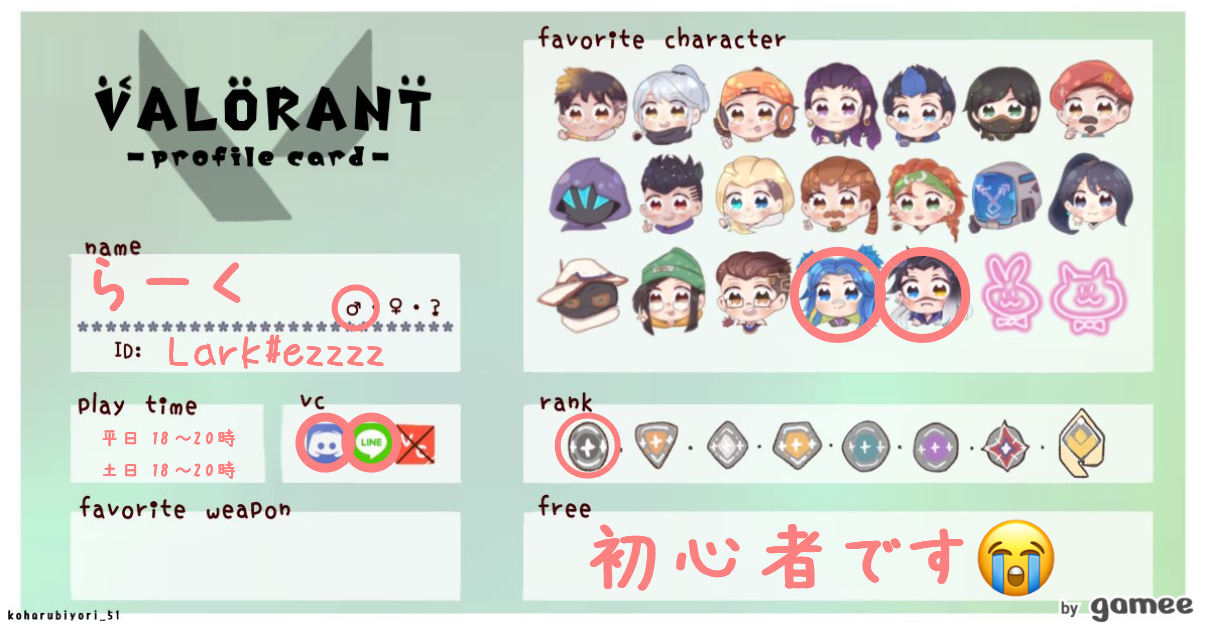 らーくさんの自己紹介カード