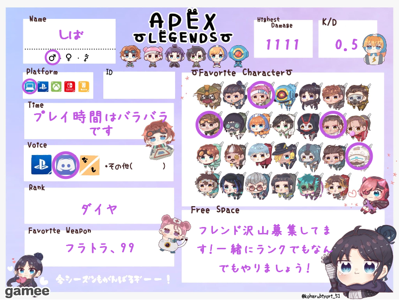 しばさんの自己紹介カード