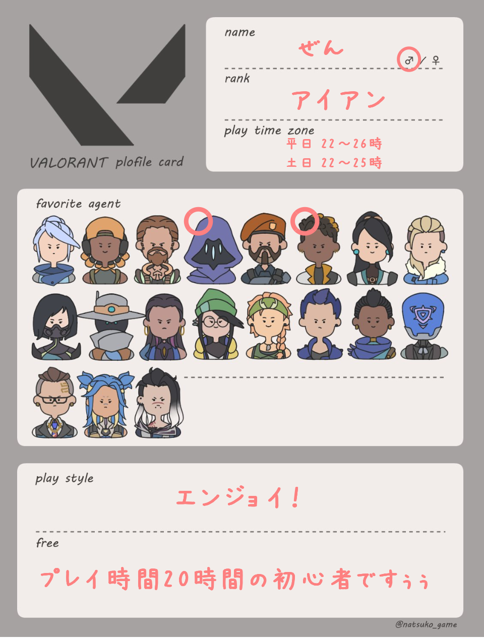 ぜんさんの自己紹介カード