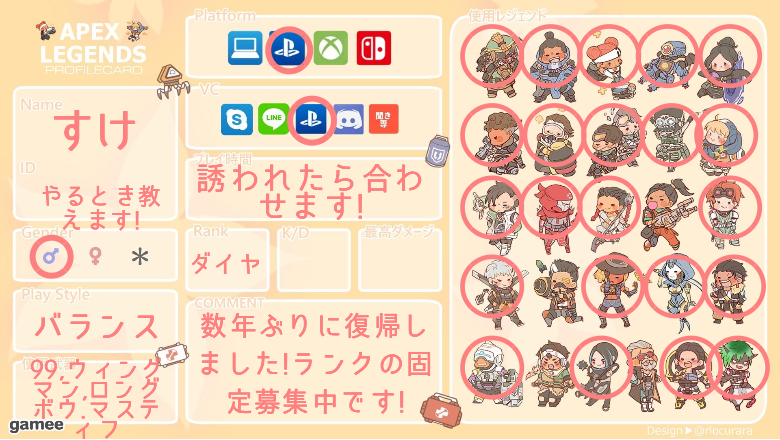 すけさんの自己紹介カード