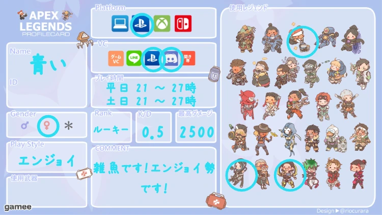 青いさんの自己紹介カード