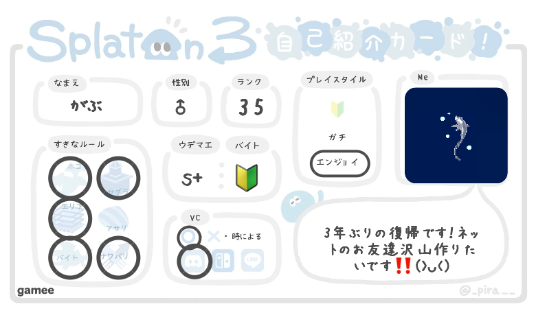 がぶさんの自己紹介カード