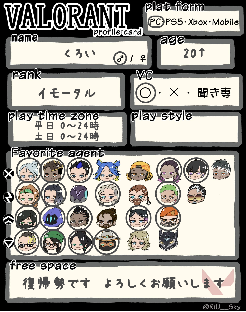 くろいさんの自己紹介カード