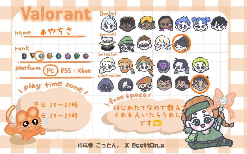 ぁやちささんの自己紹介カード
