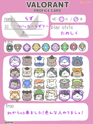 らずさんの自己紹介カード