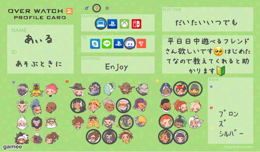 あぃるさんの自己紹介カード