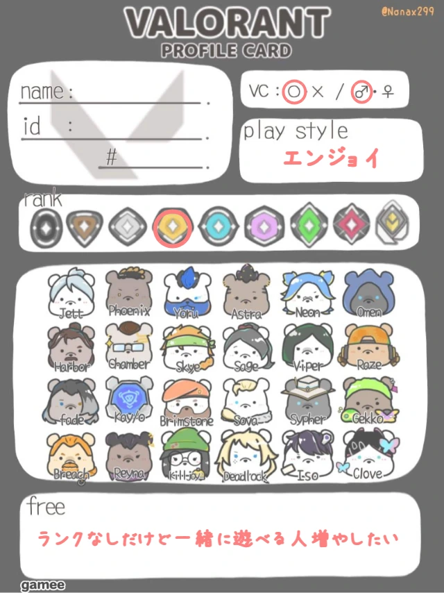 さんの自己紹介カード