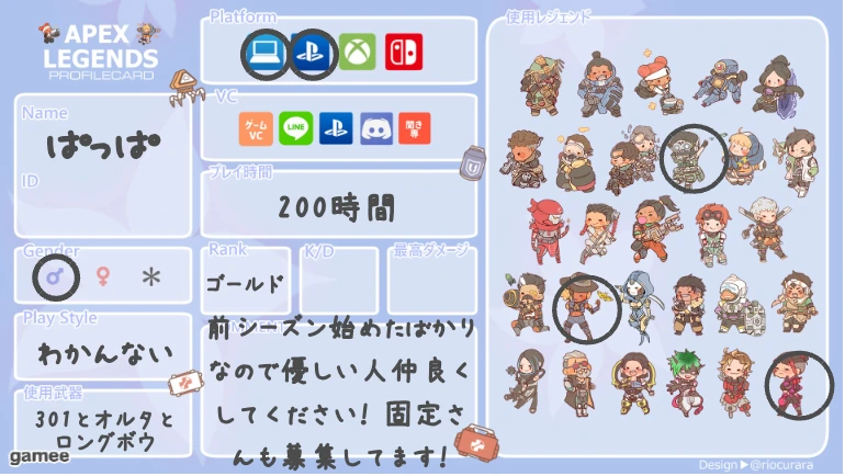 ぱっぱさんの自己紹介カード