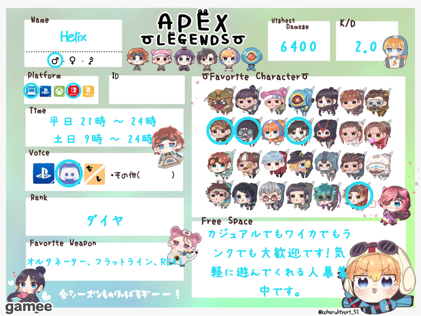 Helixさんの自己紹介カード