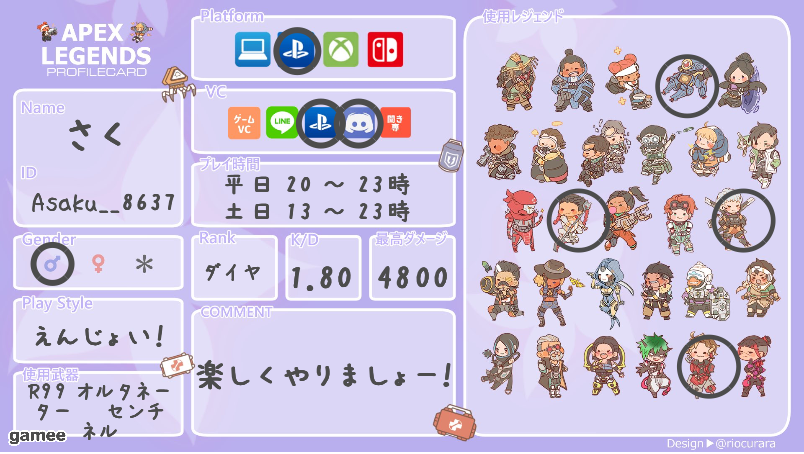 さくさんの自己紹介カード