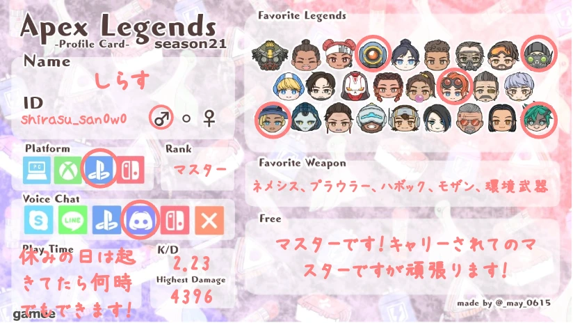 しらすさんの自己紹介カード
