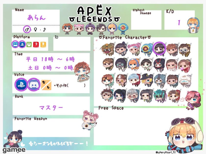 あらんさんの自己紹介カード