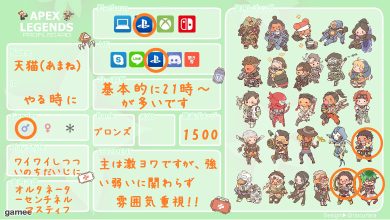 天猫（あまね）さんの自己紹介カード