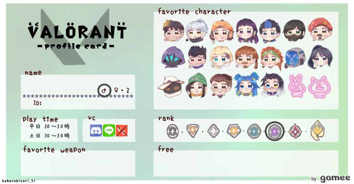 さんの自己紹介カード