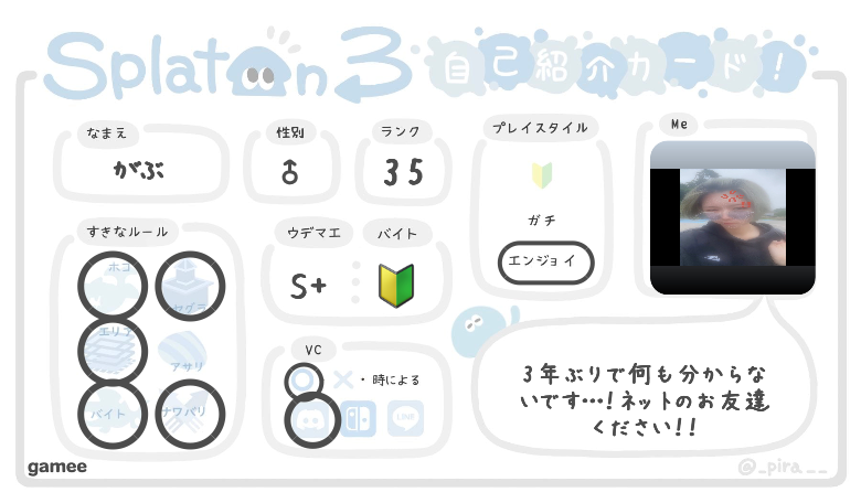 がぶさんの自己紹介カード