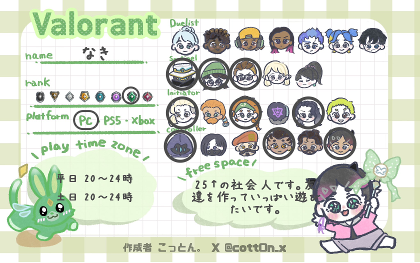 なきさんの自己紹介カード