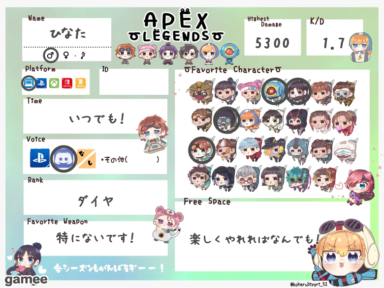 ひなたさんの自己紹介カード