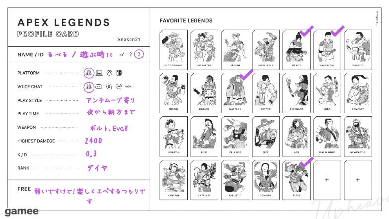 るべるさんの自己紹介カード