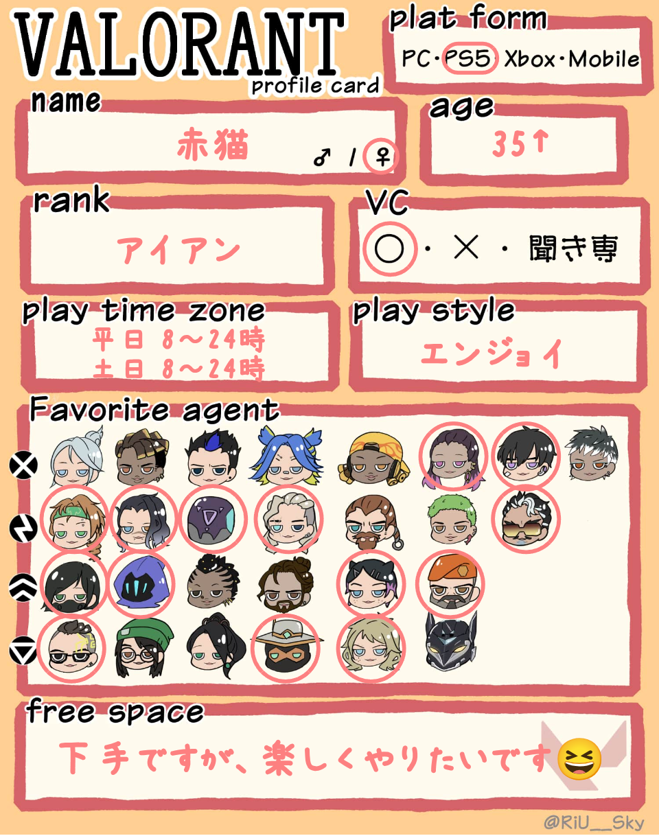 赤猫さんの自己紹介カード