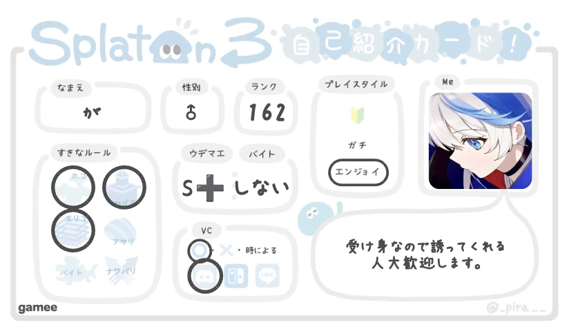 がさんの自己紹介カード