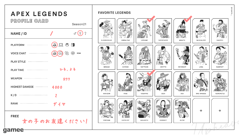 さんの自己紹介カード